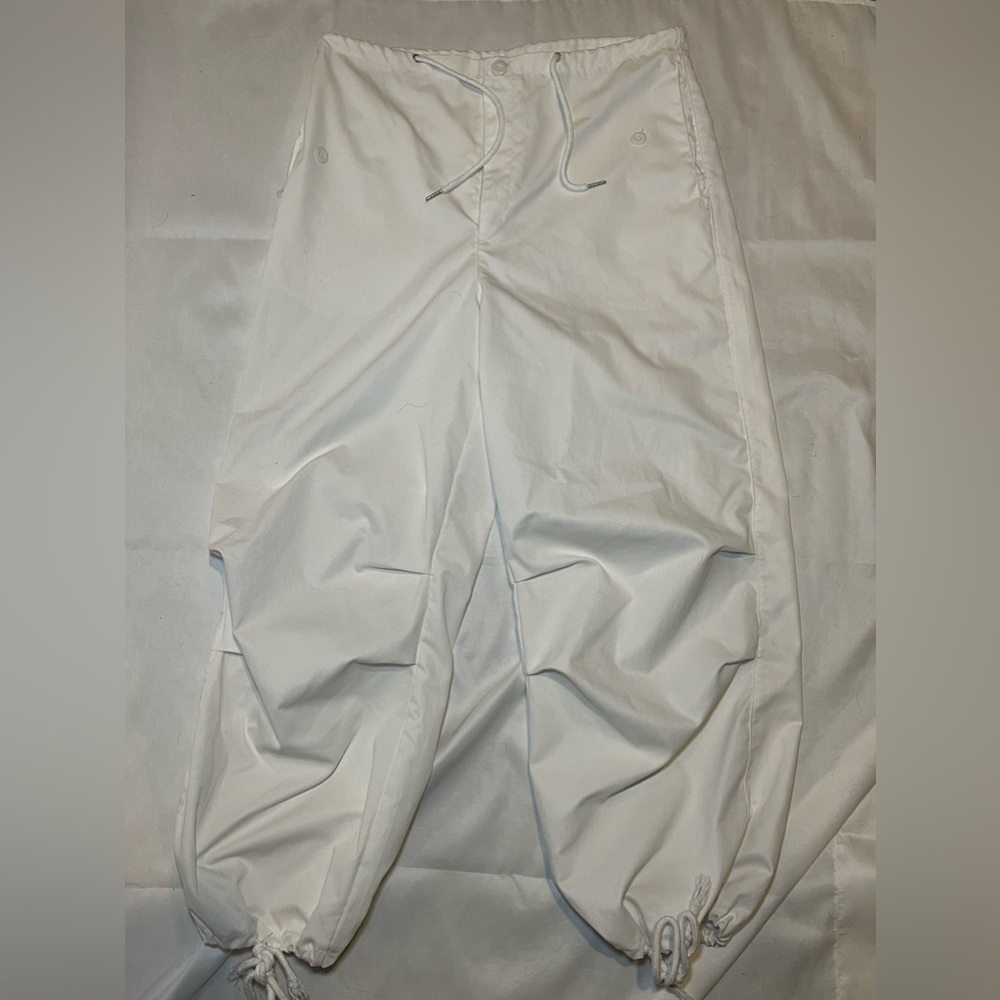 L White Parachute Pants
